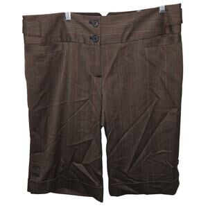 Lane Bryant Bermuda Shorts Womens 14 Brown Pinstripe Career Work NWT
